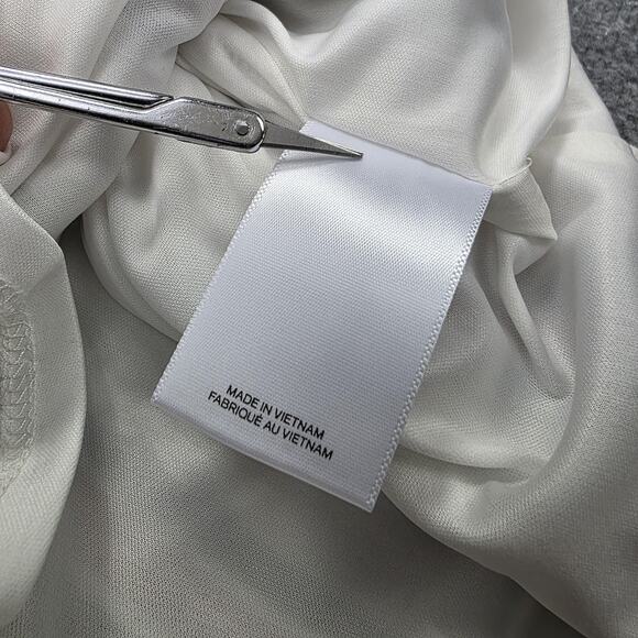 Express Romper Women Large White Stripe Off Shoulder Ruffle Belted Casual Jumper - Picture 16 of 16